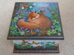Hand Painted Wooden Box 'Evening Fox'