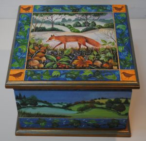 Hand Painted Wooden Box 'Fox Trails'