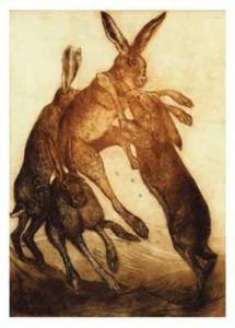 Limited Edition Etching 'Boxing Hares'