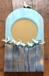 Hand Carved Wooden Sea Gulls Mirror