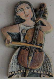 Ceramic Relief Cello Player