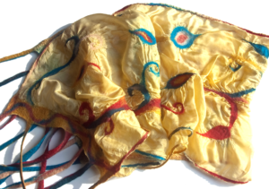 Hand dyed silk and wool scarf 'Swirls'