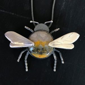 Silver Pendant with Bumble Bee
