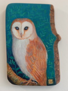 Hand Painted Olive Wood Panel ‘Night Owl'