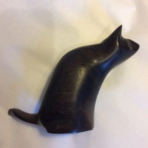 Hand Carved Wood Sculpture Cat Sitting