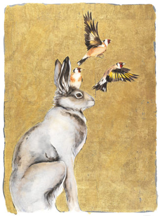 The Lost Words Limited Edition Print Gold Hare and Goldfinches