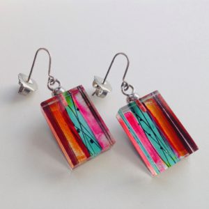 'Oblong Block' Earrings in Candy Floss