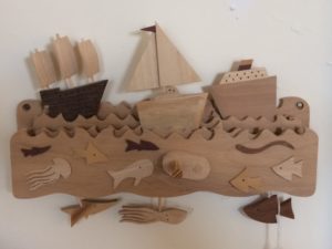 Wooden Automata Three Boats Sailing