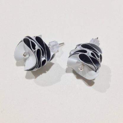 White & Silver Polythene Stud Earrings