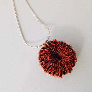 Small Orange & Gold Daisy Pendant