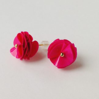 Hot Pink Polythene Stud Earrings