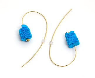Mid Blue Long Curved Earrings 