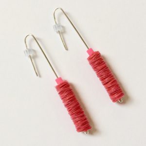 Polythene and Silver Red and Hot Pink Drop Earrings