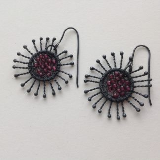 Oxidised silver sparkle sunflower drop earrings