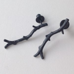 Oxidised Silver Coral Stud Earrings