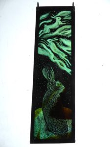 “Stained Glass Panel  Hare and the Aurora”