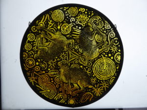 “Stained Glass Panel  A Constellation of Hares”