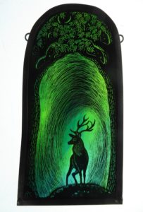 '“Stained Glass Panel  Stag of the Greenwood”