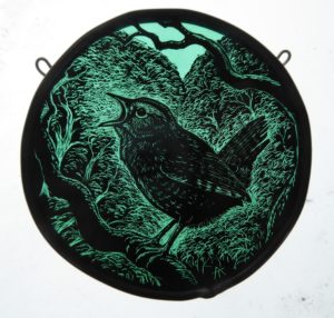 '“Stained Glass Panel  Wren Roundel”