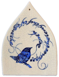 Pointed Arch Raku Tile - Wren