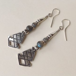 'Silver and Labradorite Earrings'