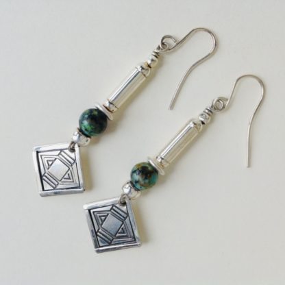 African Turquoise and Jasper Earrings