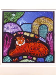 Print of stained glass panel   ‘Garden Tiger’’