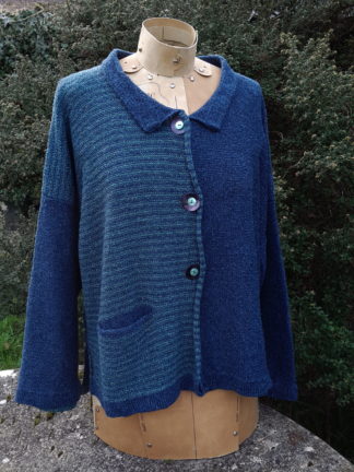 Cardigan 'Aretha' in Matelot and Duck Egg