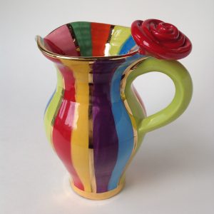 Striped Jug with Rose