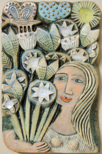 Ceramic Relief  A Bunch of Flowers