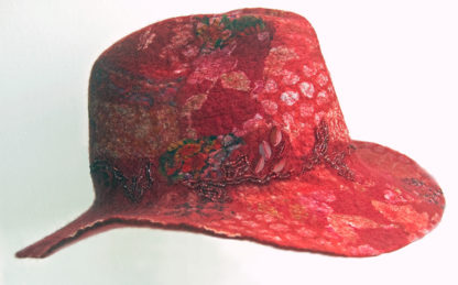 Hand Felted Fedora  Red