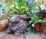 Bronze Resin Resting Birdbath Hare