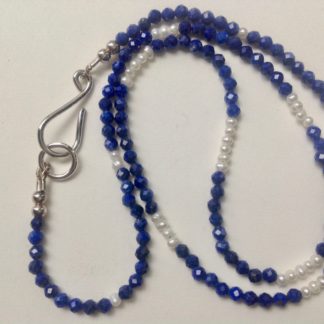 Facetted Lapis with Pearls Necklace