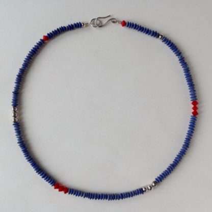 Lapis with Silver & Sea Bamboo Necklace