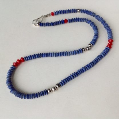 Lapis with Silver & Sea Bamboo Necklace