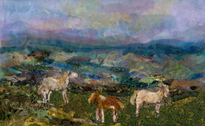 Textile Collage  Ponies on Hergest Ridge