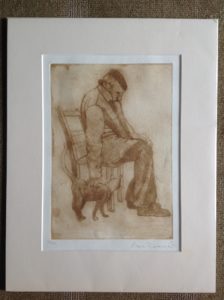 Limited Edition Etching Man & Cat, Crete