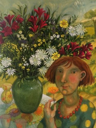 Oil on Canvas - Girl with Flowers