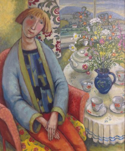 Oil on Canvas  Tea Table with Flowers