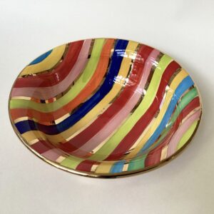 Wide Striped Pasta Bowl