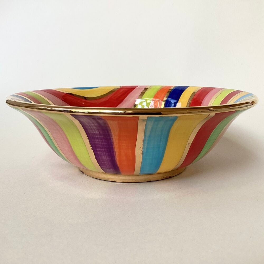 Wide Striped Pasta Bowl