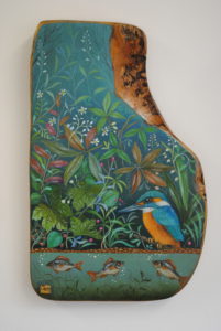 Hand Painted Olive Wood Panel ‘Quiet Pool’