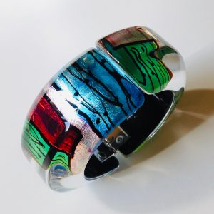 Acrylic Oblong Hinged Bangle  Peacock