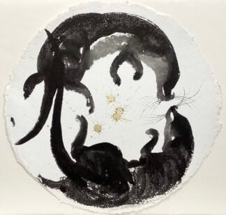 'Otter Pair with Gold Splashes'