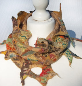 Hand Felted Cowl with Sari Ribbons