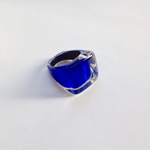 Acrylic High Square Ring in Azure.