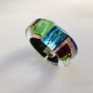 Acrylic Oblong Hinged Bangle  Peacock