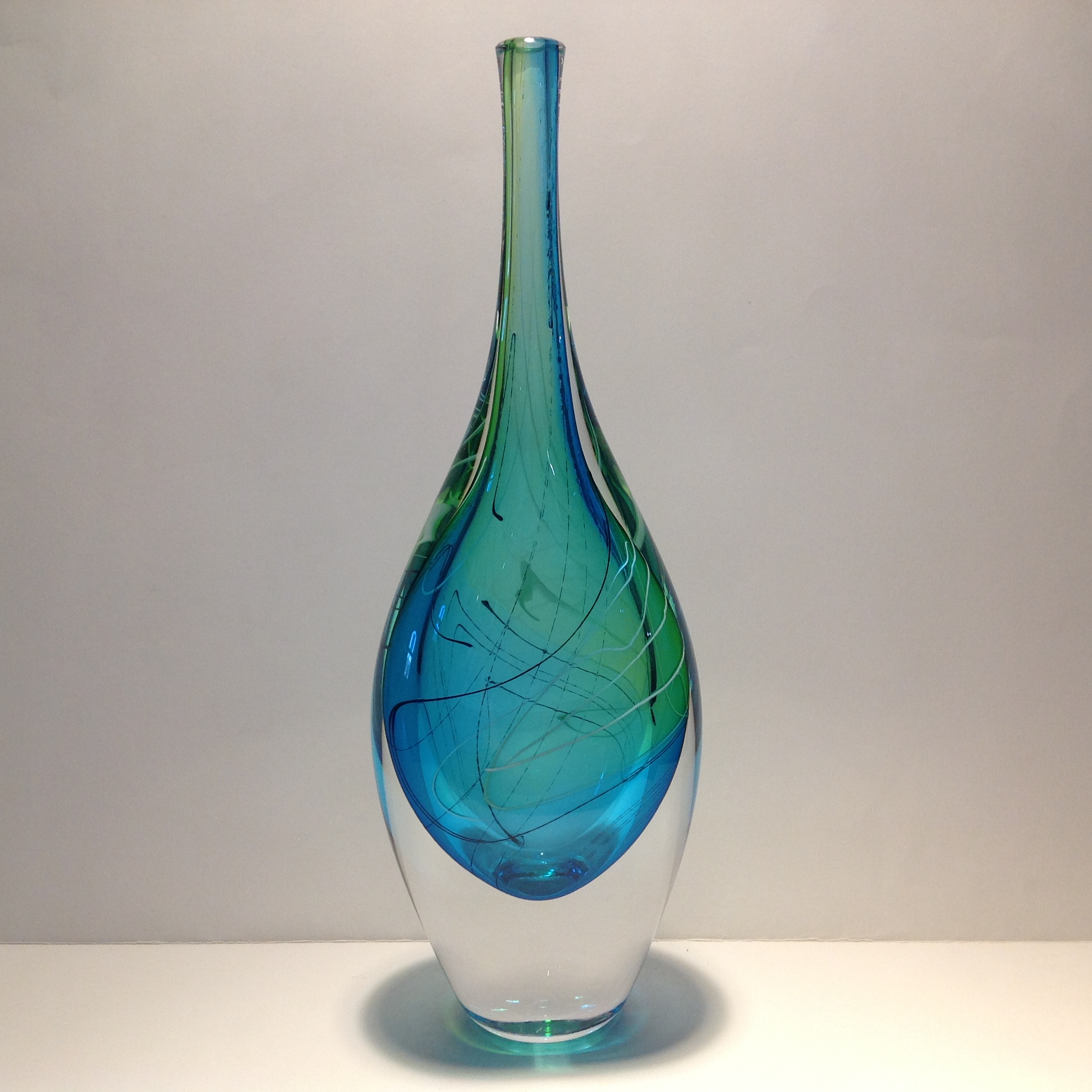 Hand Blown Glass Elipse Stem Vase - Old Chapel Gallery