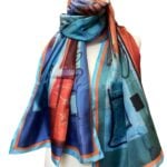 ‘Ocean Orange’ Long Silk Scarf