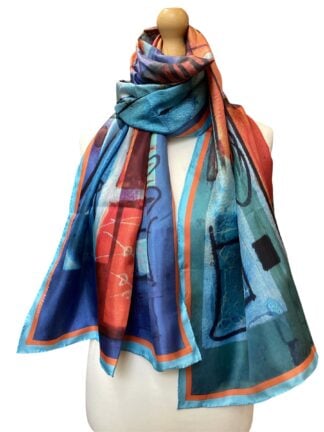 ‘Ocean Orange’ Long Silk Scarf